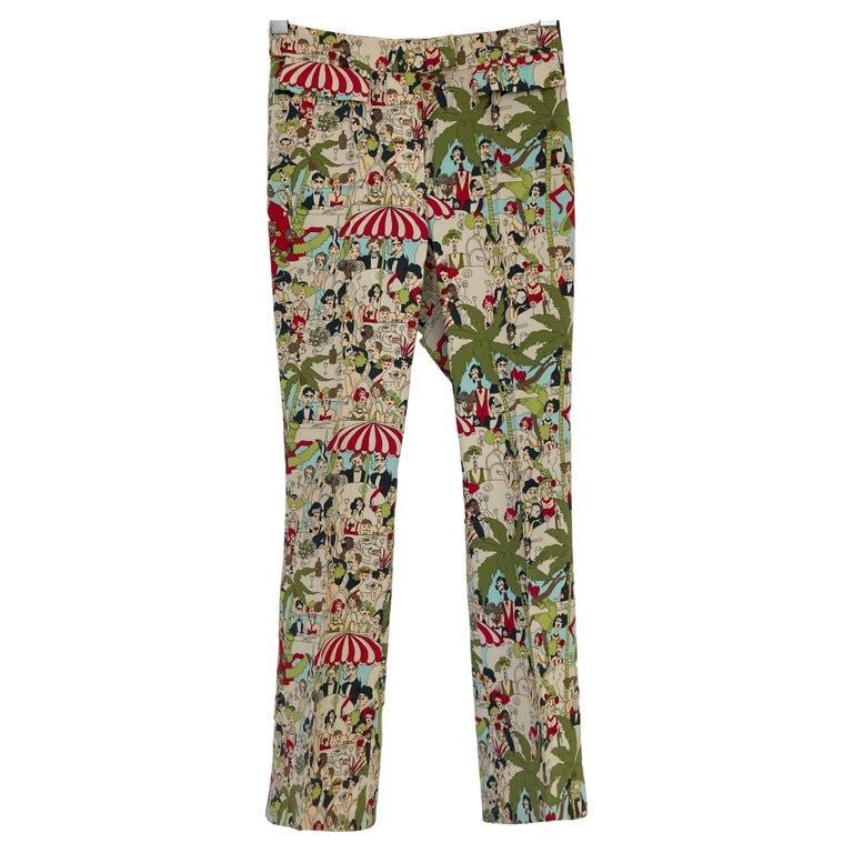 John Galliano Prints Vintage Pants, Rare Trousers, 1999's