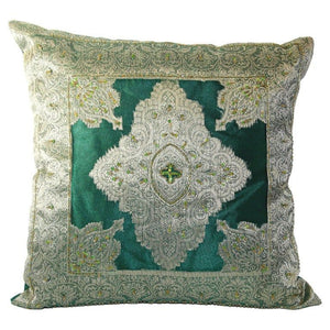 Green Moorish Pillow Embellished with Sequins and Beads