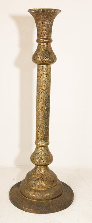 Antique Egyptian Middle Eastern Brass Candleholder Floor Lamp