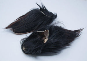 Moroccan Hand Tooled Black Goats Hair Slippers Pointed Shoes