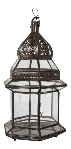 Handcrafted Large Moroccan Clear Glass Candle Lantern