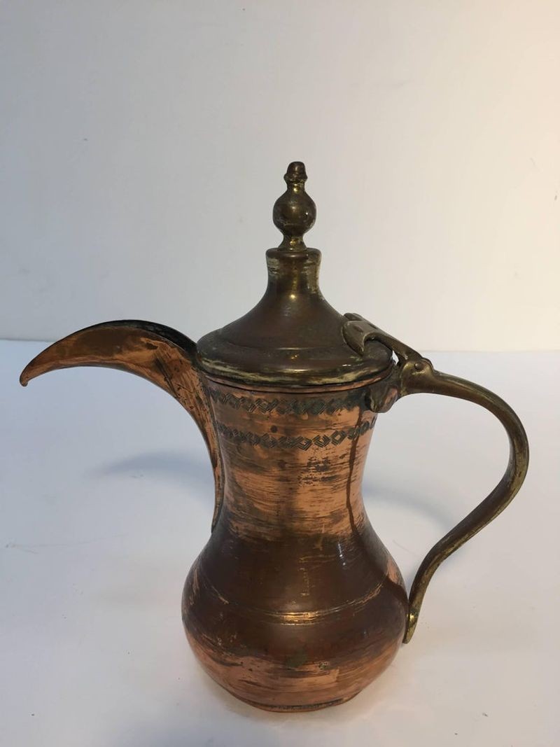 Middle Eastern Antique Dallah Arabic Copper Coffee Pot
