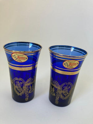 Italian Moorish Royal Blue and Gold Crystal Drinking Glasses