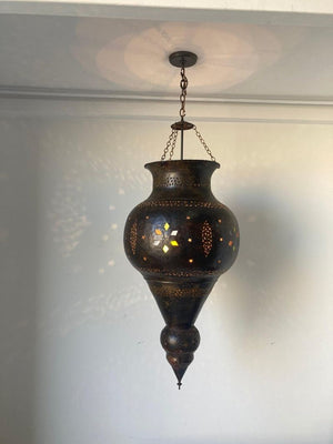 Vintage Moroccan Bronze Moorish Chandelier