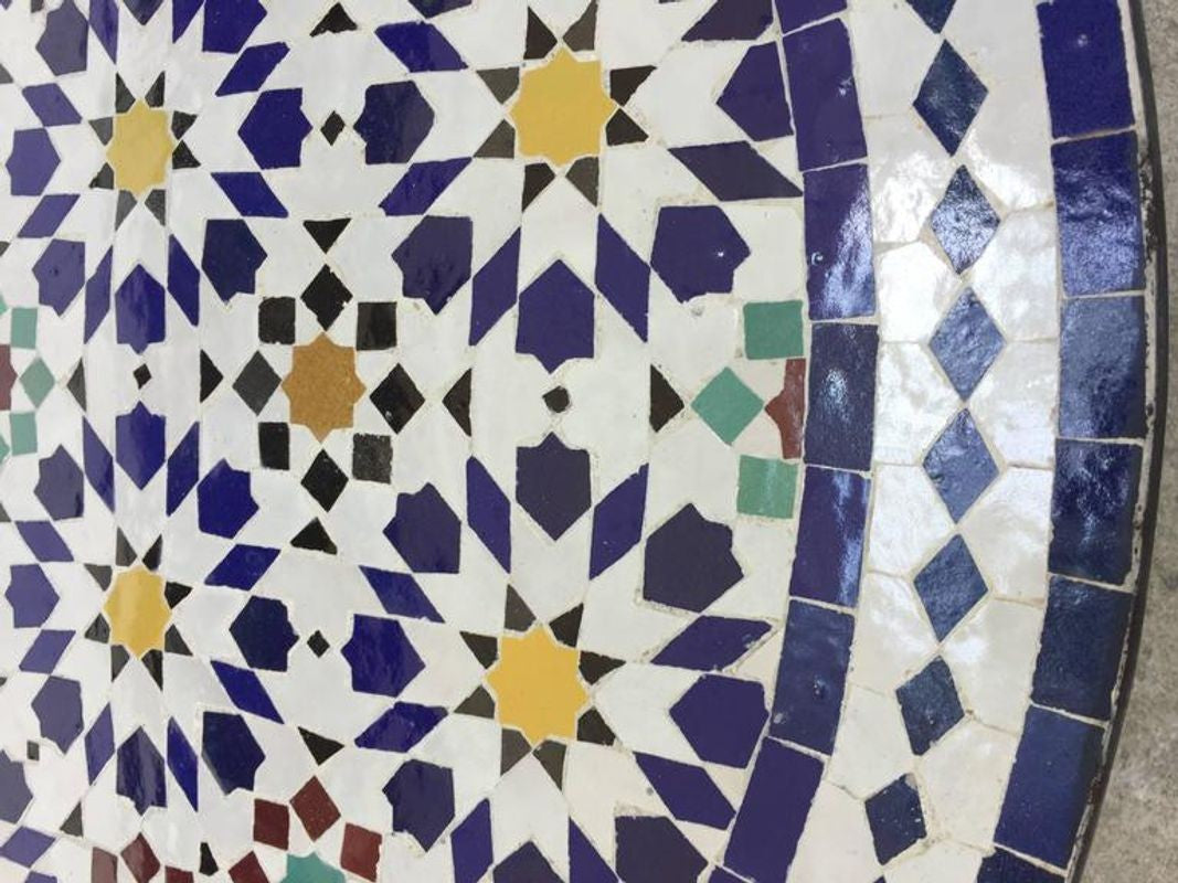 Moroccan Outdoor Mosaic Tile Table from Fez in Traditional Moorish Design
