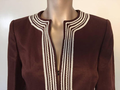 Escada Linen Chocolate Brown Caftan Dress Coat