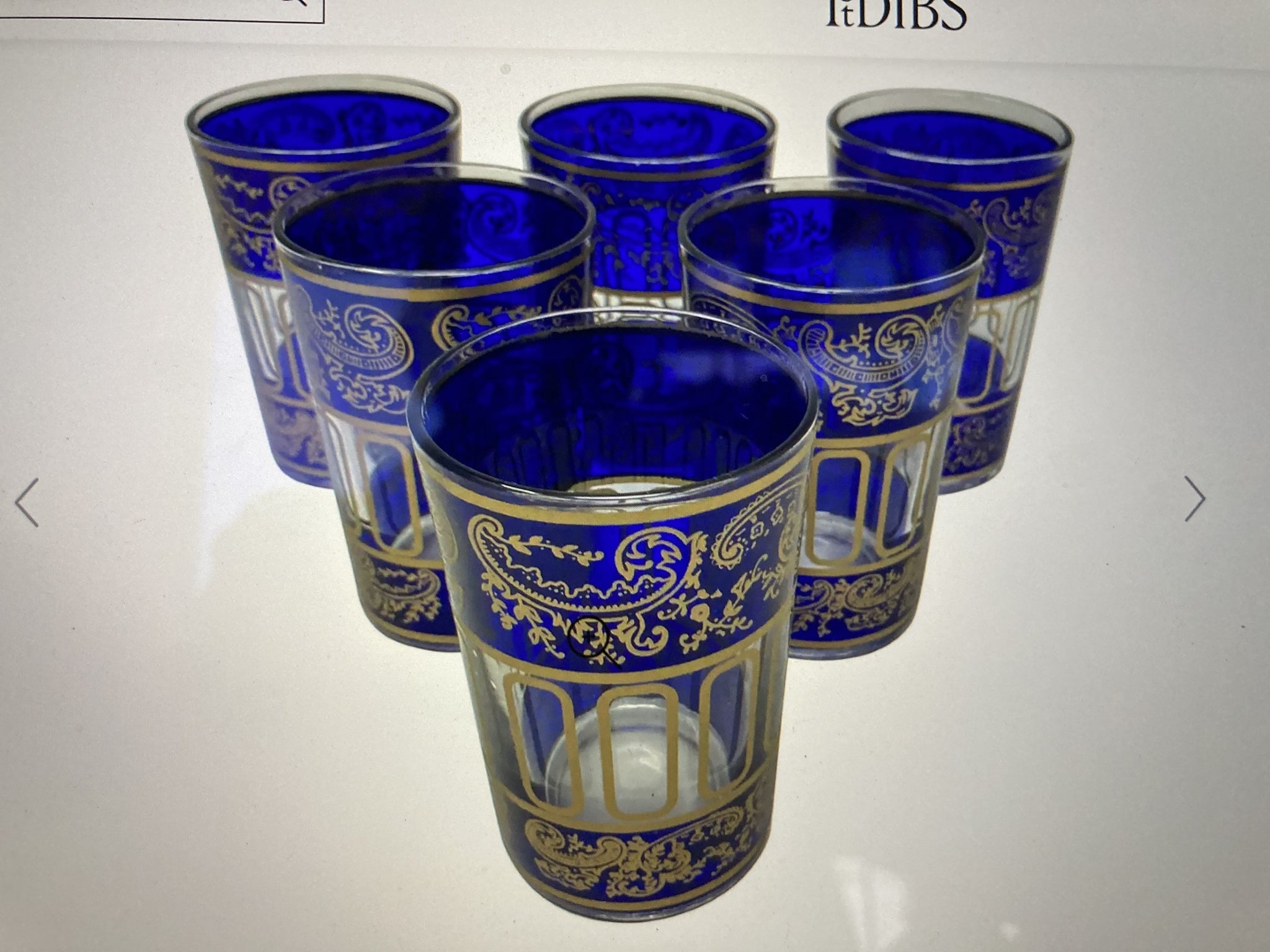 Moroccan Tea Glasses Set of 4 Blue