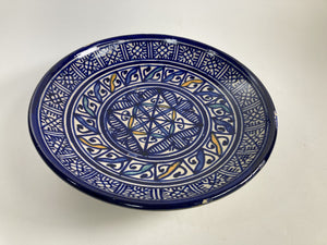 Moroccan Ceramic Blue Plate, Fez 1920's