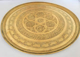Moorish Mughal Indian Handcrafted Decorative Hammered Brass Tray