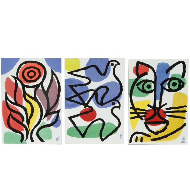 Celestino Piatti Ceramic Art Tiles Set of Three