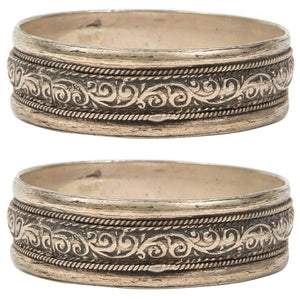 Pair of Moroccan Berber Tribal Silver Bracelets