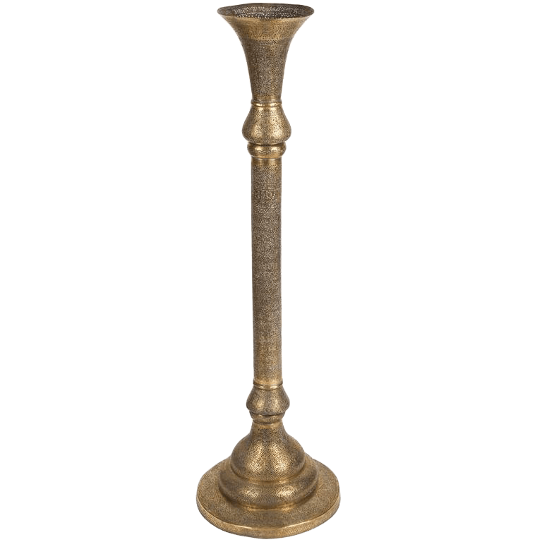 Mid 19th Century Antique Islamic Brass Candleholder Floor Lamp - E