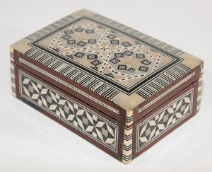 Middle Eastern Mosaic Moorish Mother of Pearl Inlaid Trinket Box