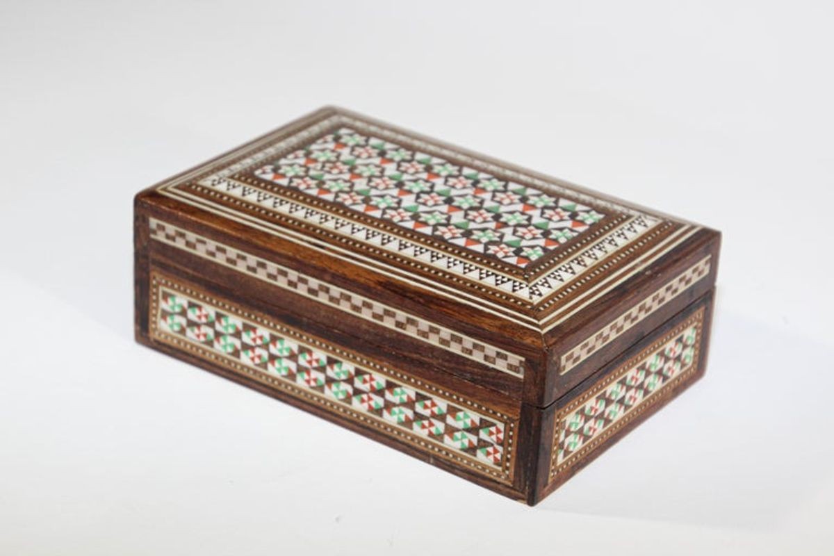 Antique Fine Micro Mosaic Moorish Inlaid Decorative Box