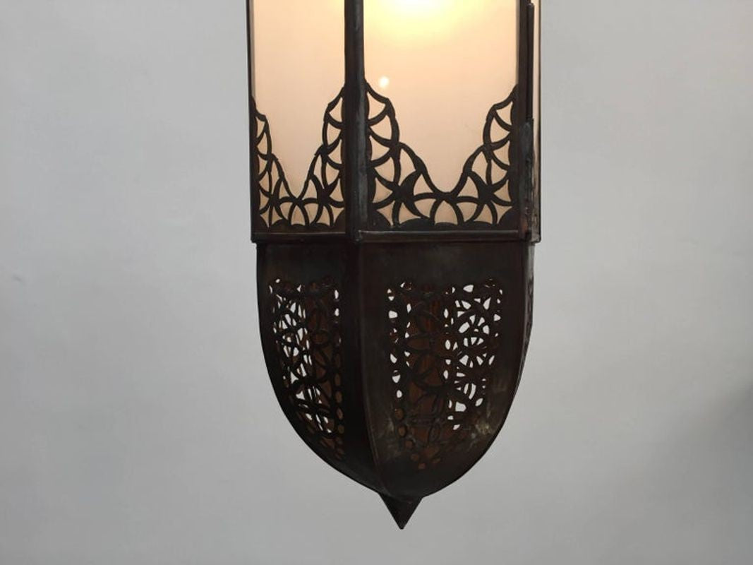 Handcrafted Moroccan Moorish Milky Glass Pendant Light