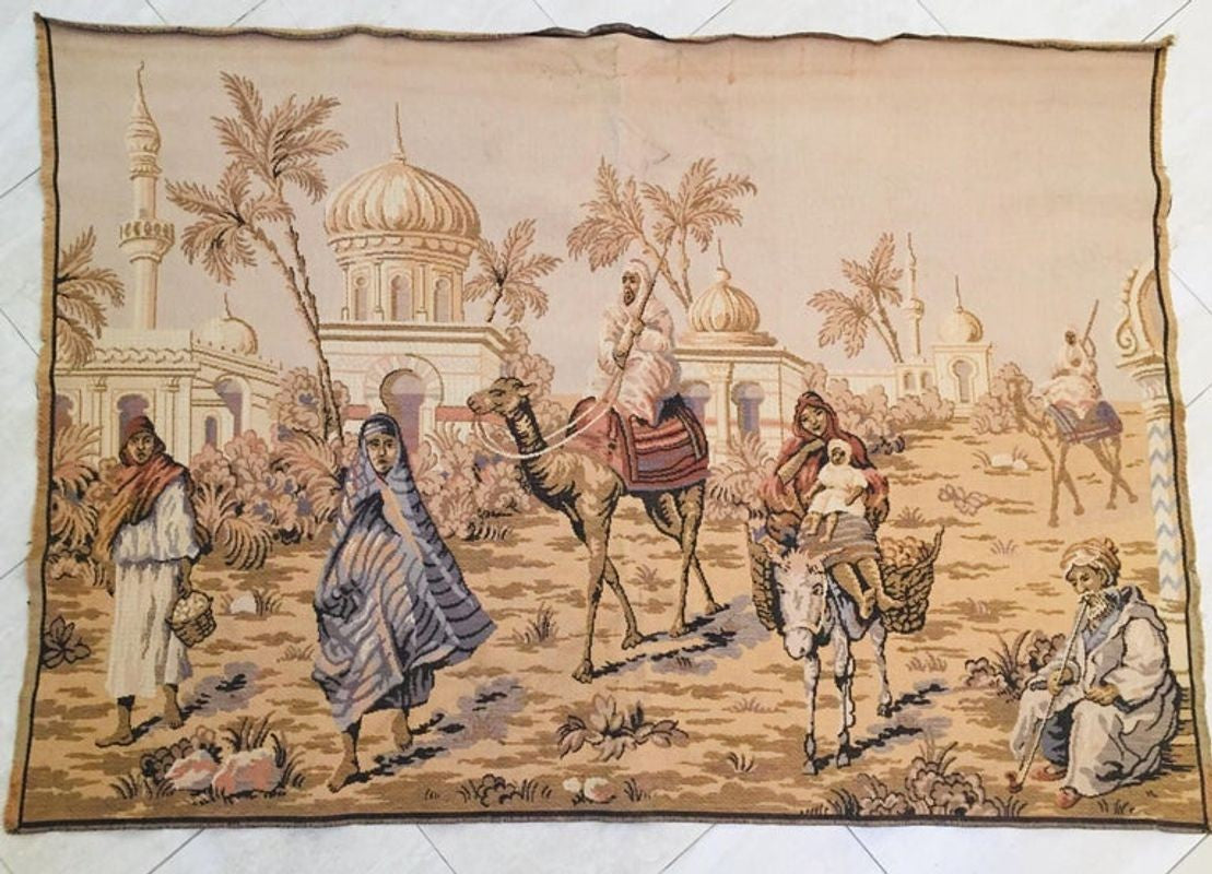 Large Tapestry with an 19th Century Orientalist Scene and Moorish Architecture