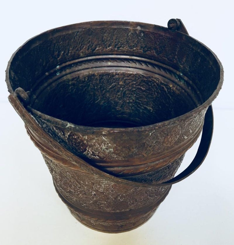 Moorish Mughal Metal Copper Vessel Bucket