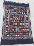 Moroccan Vintage North African Black Tribal Kilim Rug