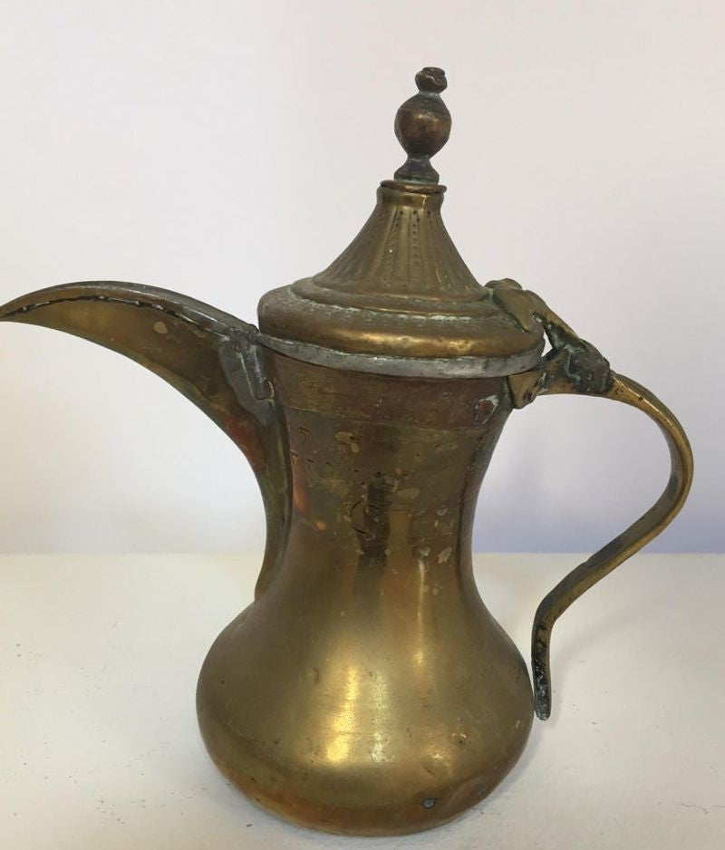 Middle Eastern Dallah Arabic Copper and Brass Coffee Pot