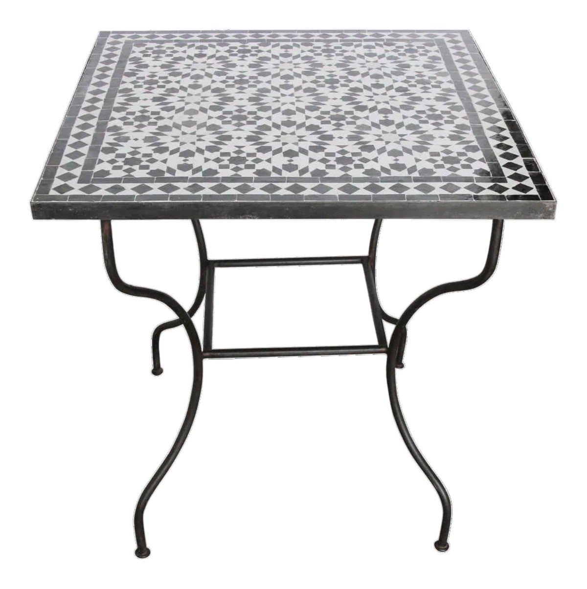 Moroccan Fez Mosaic Table in Black and White Tiles