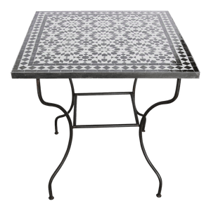 Moroccan Fez Mosaic Table in Black and White Tiles