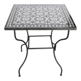 Moroccan Fez Mosaic Table in Black and White Tiles