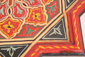 Moroccan Moorish Side Table Hand Painted Red Wood