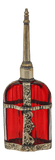 Moroccan Red Glass Perfume Bottle Sprinkler with Embossed Metal Overlay