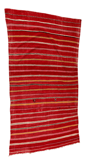 1960s Moroccan Vintage Flat-Weave Ethnic Textile Rug