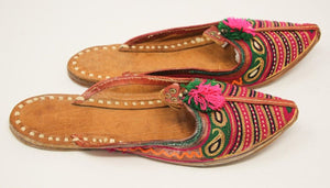 Handcrafted Moorish Leather Ethnic Turkish Gold Embroidered Shoes