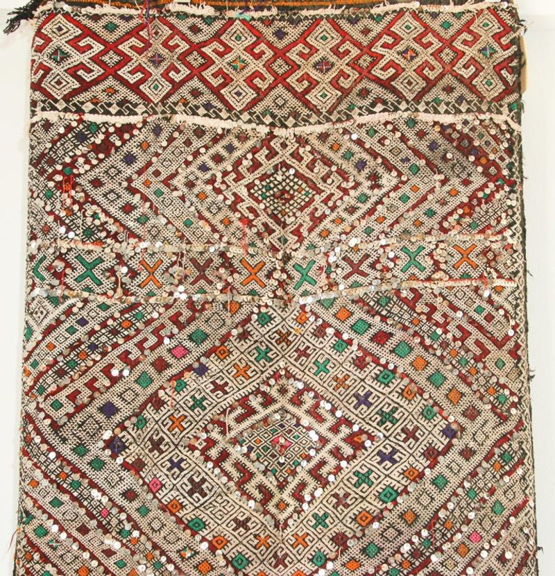 1950s Authentic Moroccan African Tuareg Wedding Runner Rug 15.5 ft long