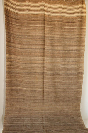 1960s Moroccan Vintage Flat-Weave Brown Tribal Organic Textile