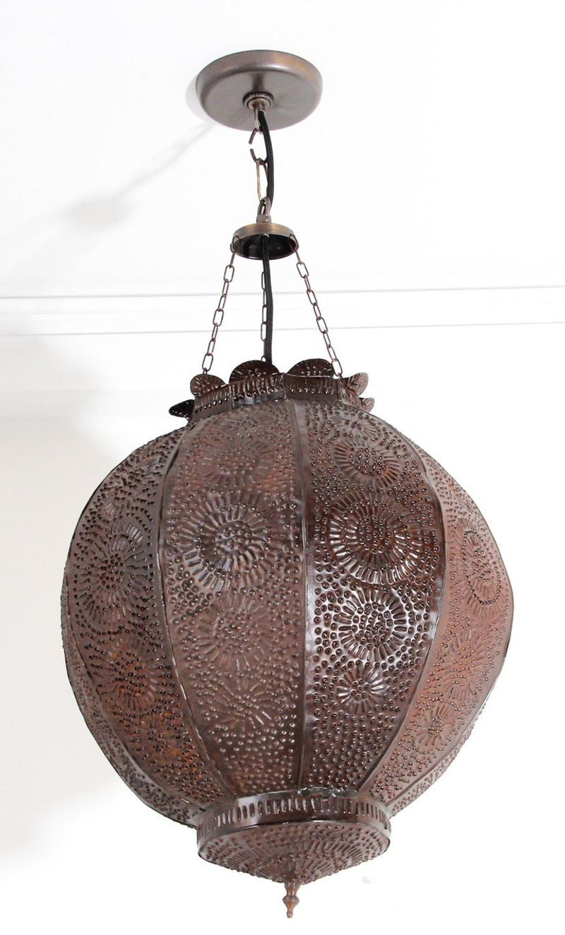 Moroccan pierced metal pendant light top