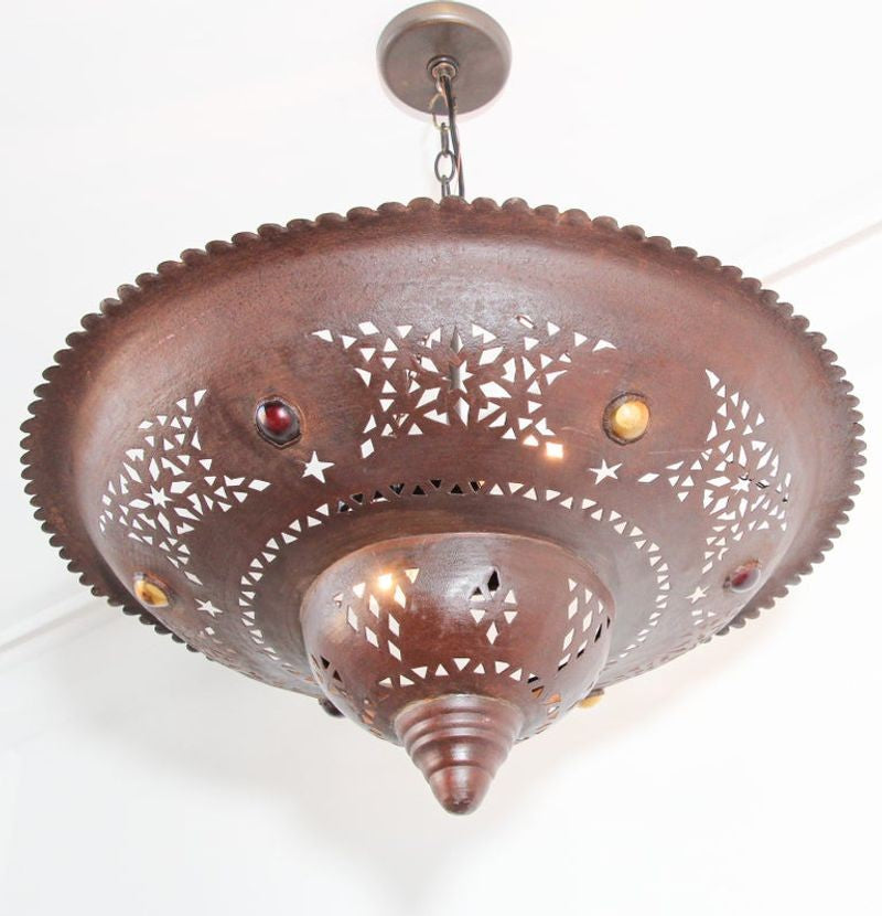 Handcrafted Moroccan Metal Chandelier with Moorish Design