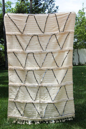 Vintage Tribal Moroccan Textile Handcrafted Wedding Blanket Throw with Sequins