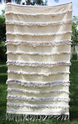 1960s Vintage Authentic Moroccan Wedding Blanket Throw with Sequins