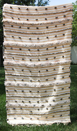 Vintage Folk Art Moroccan Handcrafted Wedding Blanket Throw with Sequins 5