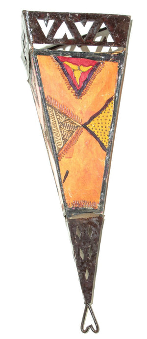 Moroccan Folk Art Metal and Parchment Wall Shade Sconce