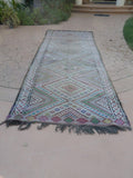 1960s Vintage Zemmour Moroccan Berber Rug Runner