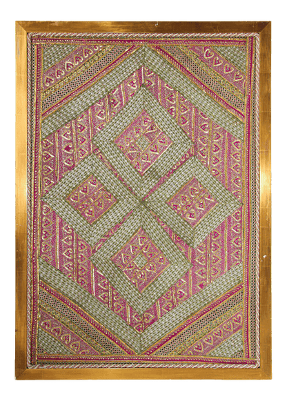 Mughal Style Metal Threaded Tapestry Framed from Rajasthan, India
