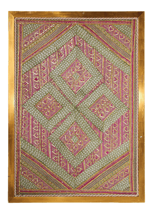 Mughal Style Metal Threaded Tapestry Framed from Rajasthan, India