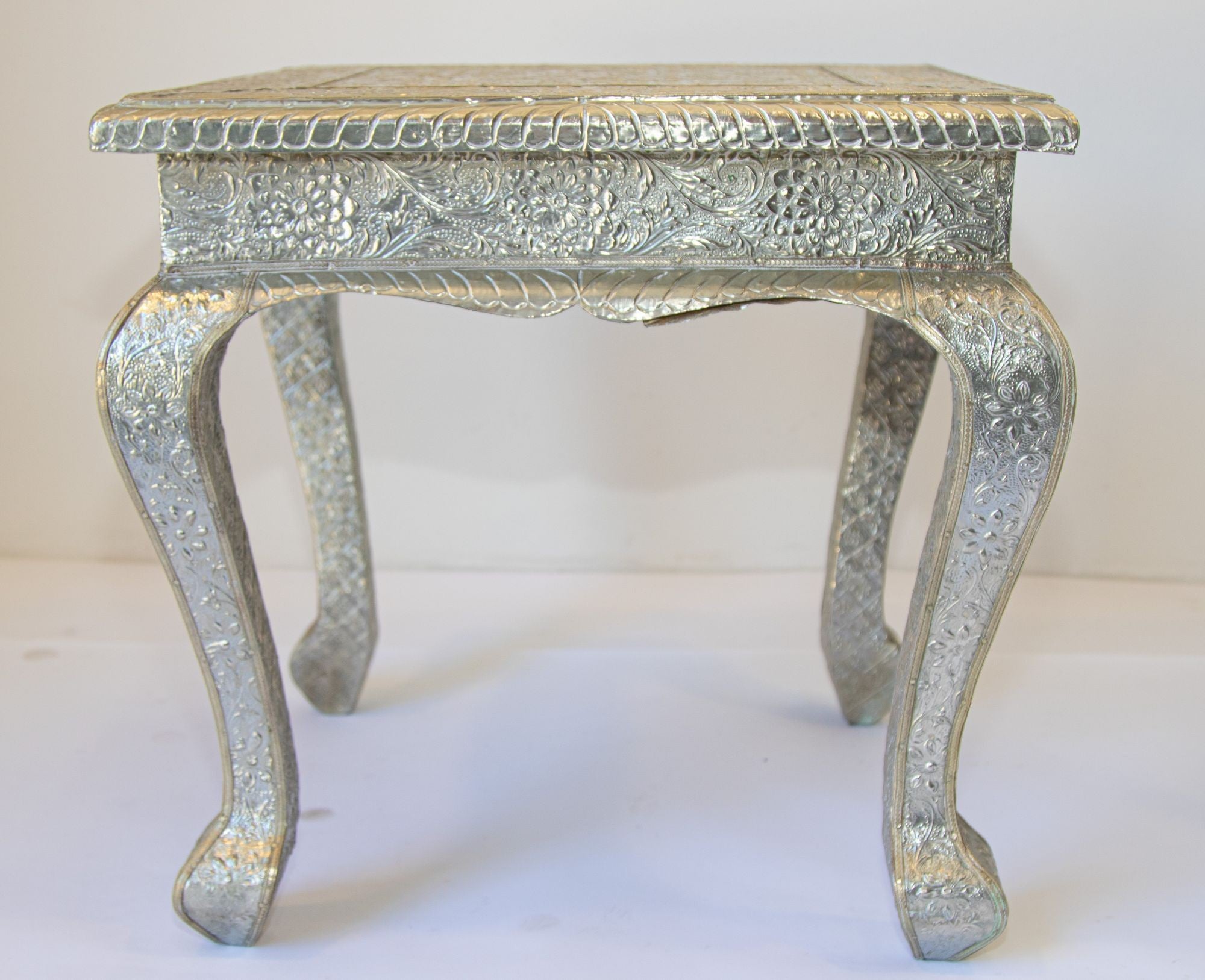 Vintage Anglo-Indian Silver Clad Side Low Table