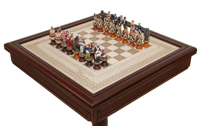 The Raj Hand Painted India-British War 1857 Game Chess with Table