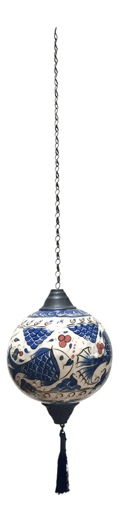 Turkish Kutahya Pottery Polychrome Hand Painted Ceramic Hanging Ornament