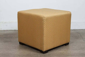 Vintage Cube Upholstered Stools Moroccan Ottomans, Poufs - a Pair