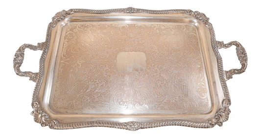 Vintage Large Silver Plate Tray George IV English Style