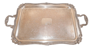 Vintage Large Silver Plate Tray George IV English Style
