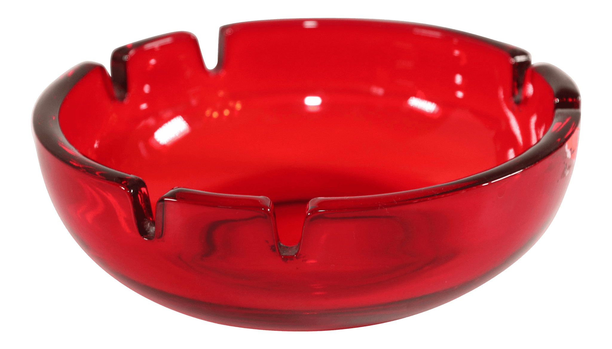 Vintage Mid-Century Glass Ruby Red Cigar Ashtray
