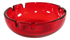 Vintage Mid-Century Glass Ruby Red Cigar Ashtray