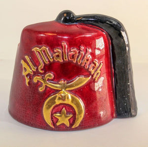 Vintage Masonic Shriner Burgundy Ceramic Vase